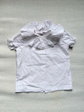 Smocked White Ruffle Collar Girls' Top, 18M